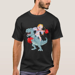 Cute Cupid Riding Dinosaur Heart Valentine’S Day T T-Shirt