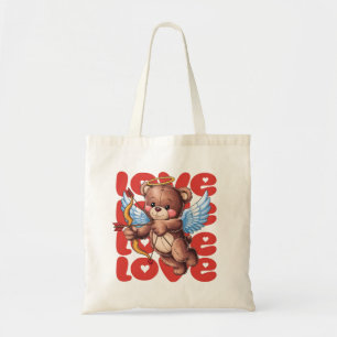 Cute Cupid Teddy Bear Tote Bag