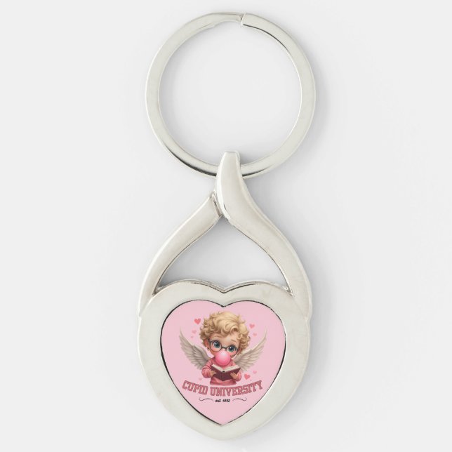 Cute Cupid University Bubblegum Angel Aesthetic Key Ring (Front)