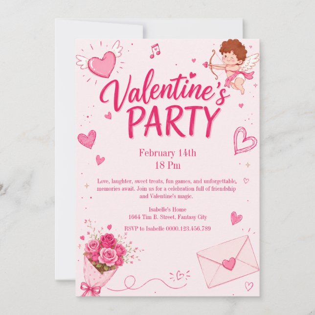 Cute Cupid Valentine's Party Invitation (Front)