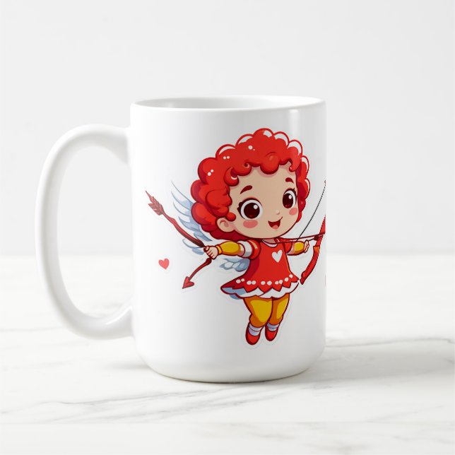 Cute Cupid With Bow And Arrow Coffee Mug (Left)
