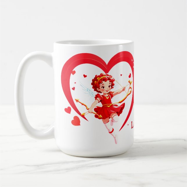 Cute Cupid With Bow And Arrow Coffee Mug (Left)