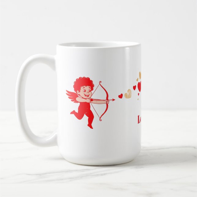 Cute Cupid With Bow And Arrow Coffee Mug (Left)