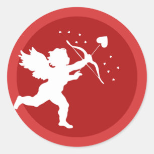 Cute Cupid with His Bow Round Valentine sticker