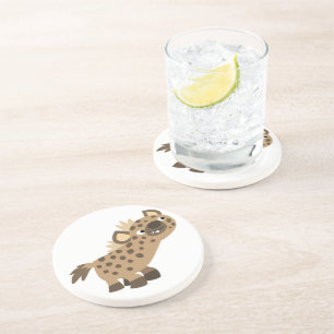 Cute Curious Cartoon Hyena Coaster
