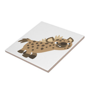 Cute Curious Cartoon Hyena Tile