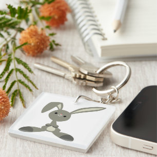 Cute Curious Cartoon Rabbit Acrylic Keychain