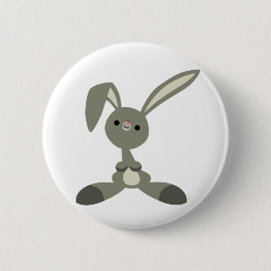 Cute Curious Cartoon Rabbit Button Badge