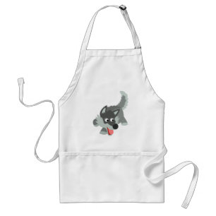 Cute Curious Cartoon Wolf  Apron