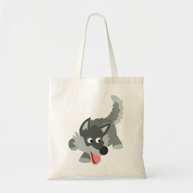 Cute Curious Cartoon Wolf Bag (Front)