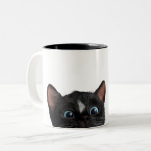 Cute Curious Cat Two-Tone Coffee Mug