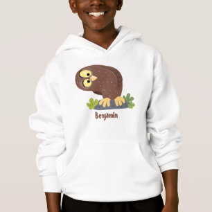 Cute curious funny brown owl cartoon illustration