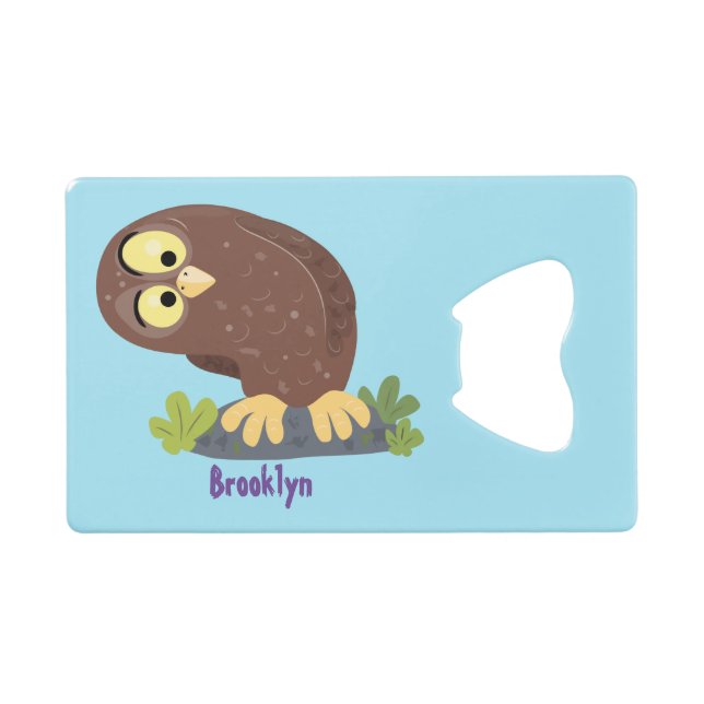 Cute curious funny brown owl cartoon illustration (Front (Horizontal))