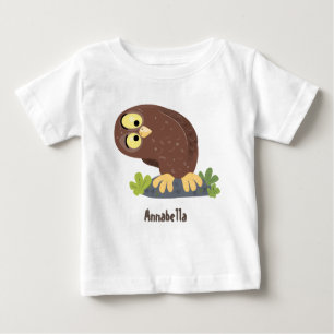 Cute curious funny brown owl cartoon illustration baby T-Shirt