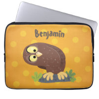 Cute curious funny brown owl cartoon illustration