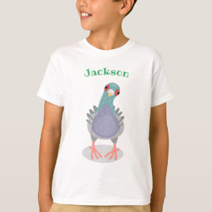 Cute curious pigeon cartoon illustration T-Shirt