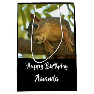Cute & Curious Squirrel Nature Photo - Birthday Medium Gift Bag