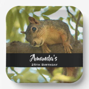 Cute & Curious Squirrel Nature Photo - Birthday Paper Plate