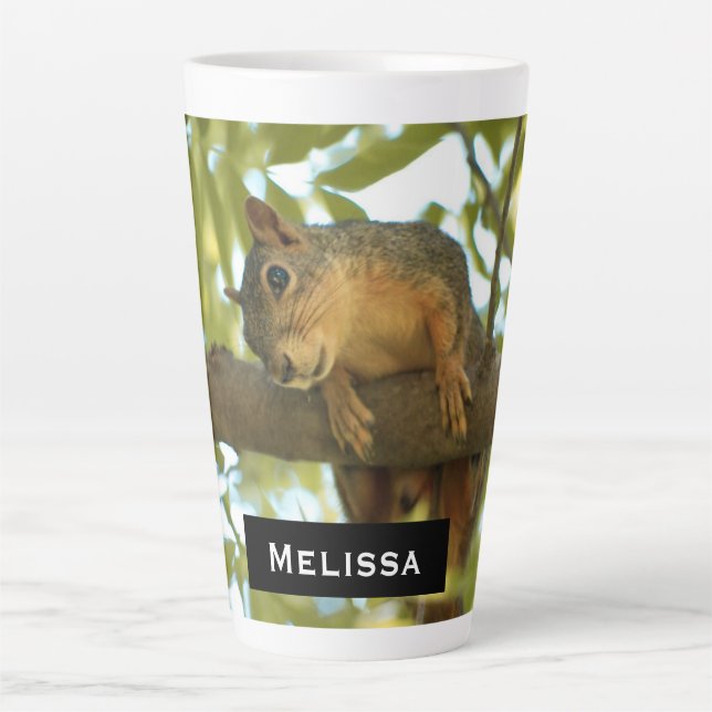 Cute & Curious Squirrel Nature Photography Latte Mug (Front)