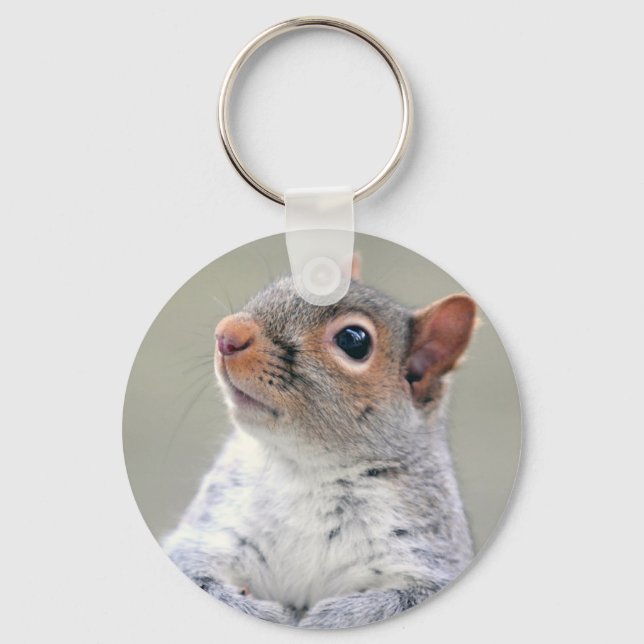 Cute Curious Squirrel Profile Photo Key Ring (Front)