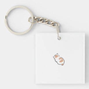 Cute Curled Up Sleeping Cat Hand Drawn Art Key Ring