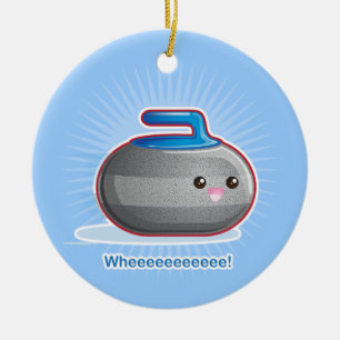 Cute Curling Stone Ceramic Ornament