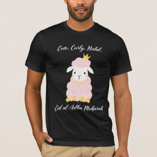 Cute Curly Halal Sheep Eid Al Adha Mubarak For Mus T-Shirt