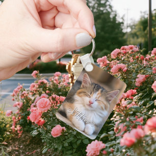 Cute Curly Name Cat Vertical Photos Key Ring