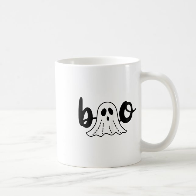 Cute Cursive Boo Spooky Ghost Halloween  Coffee Mug (Right)