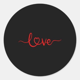 Cute Cursive Love Valentines Day Red Top For Men W Classic Round Sticker