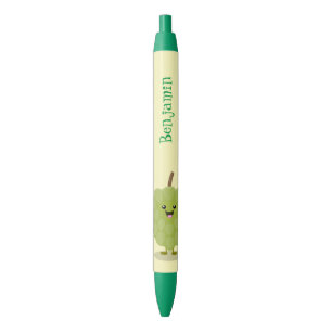 Cute custard apple cherimoya cartoon  black ink pen