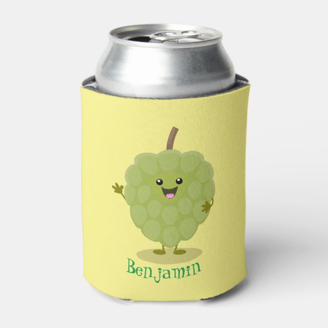 Cute custard apple cherimoya cartoon  can cooler (Can Front)