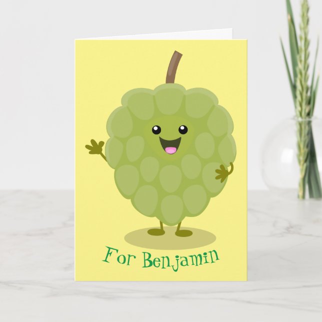 Cute custard apple cherimoya cartoon card (Front)