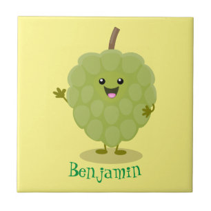 Cute custard apple cherimoya cartoon ceramic tile