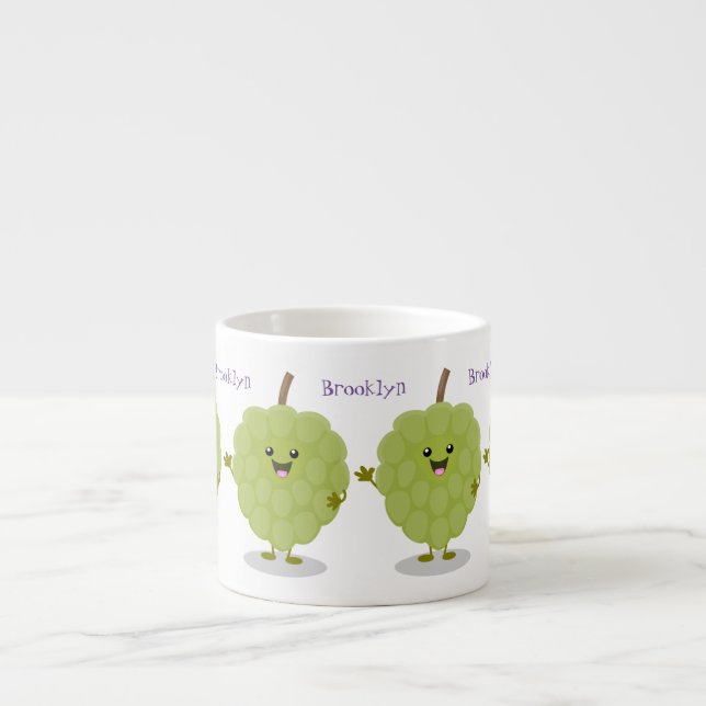 Cute custard apple cherimoya cartoon espresso cup (Front)