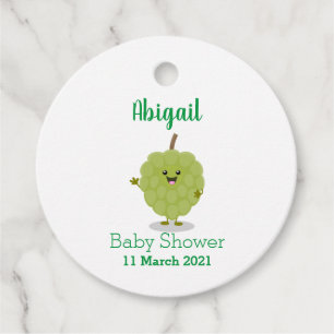 Cute custard apple cherimoya cartoon favour tags