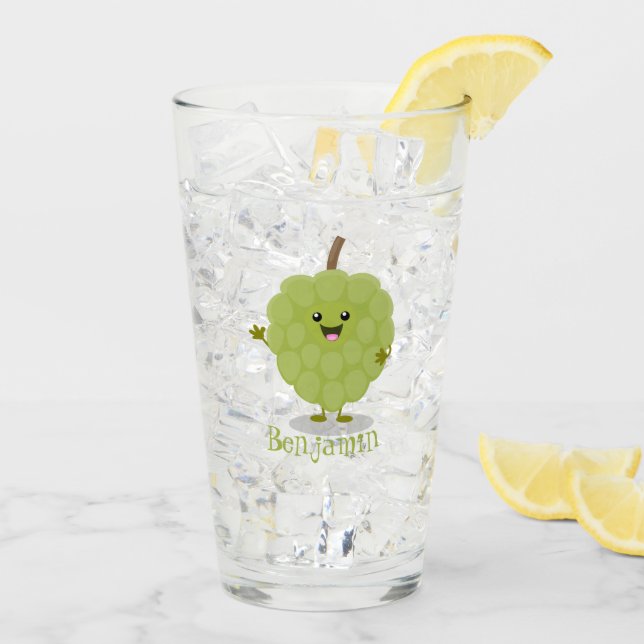 Cute custard apple cherimoya cartoon glass (Back Ice)