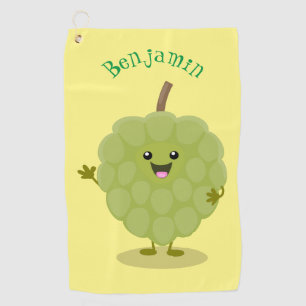 Cute custard apple cherimoya cartoon golf towel