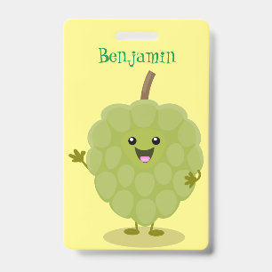 Cute custard apple cherimoya cartoon ID badge