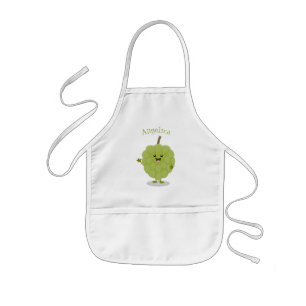 Cute custard apple cherimoya cartoon kids apron