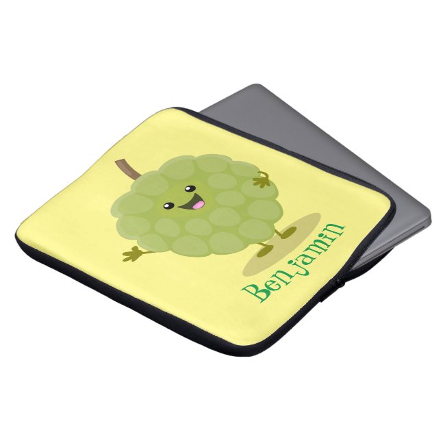 Cute custard apple cherimoya cartoon laptop sleeve (Front Top)