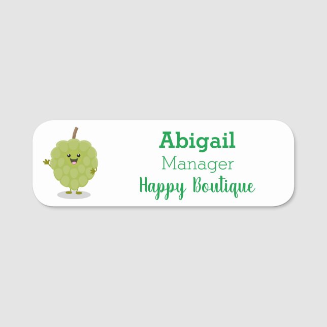 Cute custard apple cherimoya cartoon  name tag (Front)