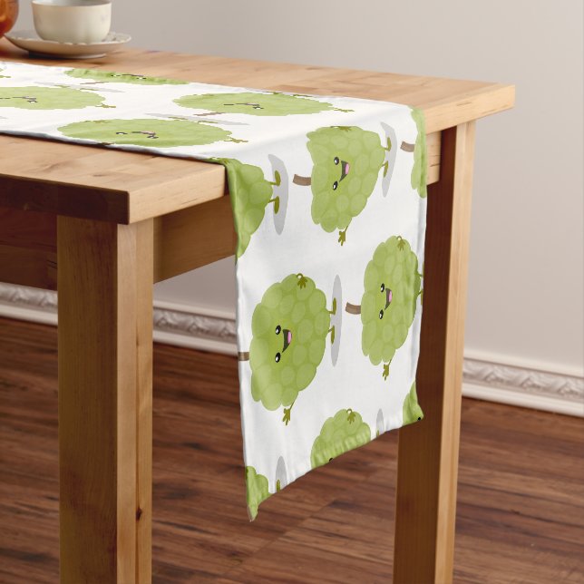 Cute custard apple cherimoya cartoon short table runner (In Situ)