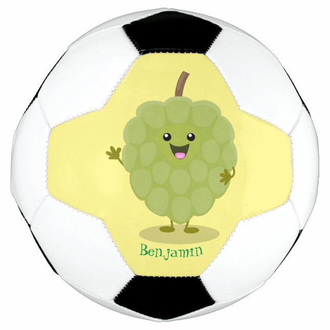 Cute custard apple cherimoya cartoon soccer ball (Front)