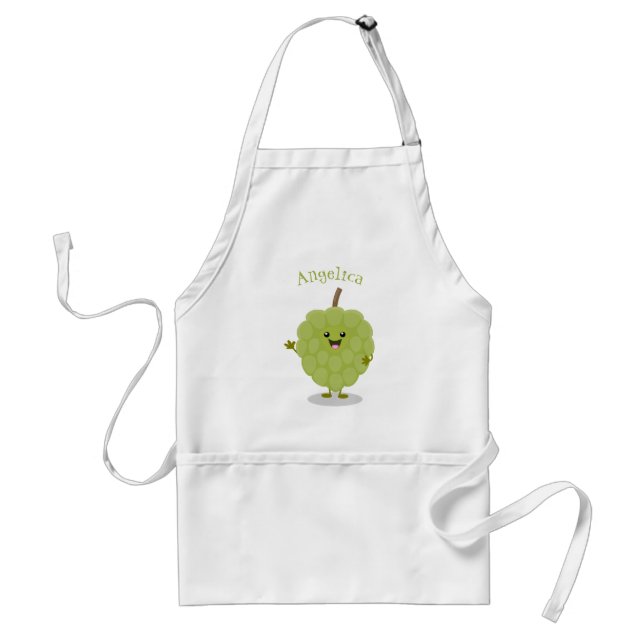 Cute custard apple cherimoya cartoon standard apron (Front)