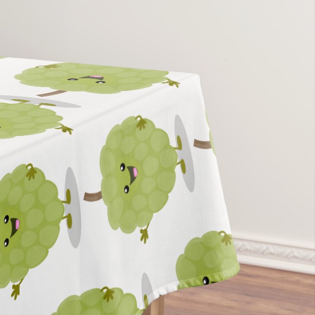 Cute custard apple cherimoya cartoon tablecloth (In Situ)