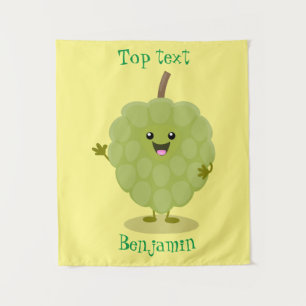 Cute custard apple cherimoya cartoon tapestry