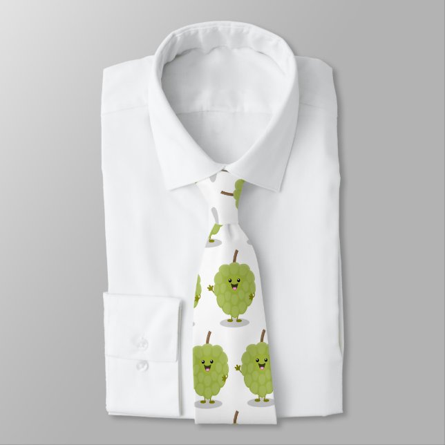 Cute custard apple cherimoya cartoon tie (Tied)