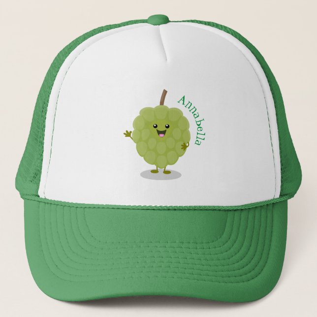 Cute custard apple cherimoya cartoon  trucker hat (Front)