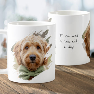 Cute Custom 2 Photo Paint Brushstroke I Love Dogs Coffee Mug